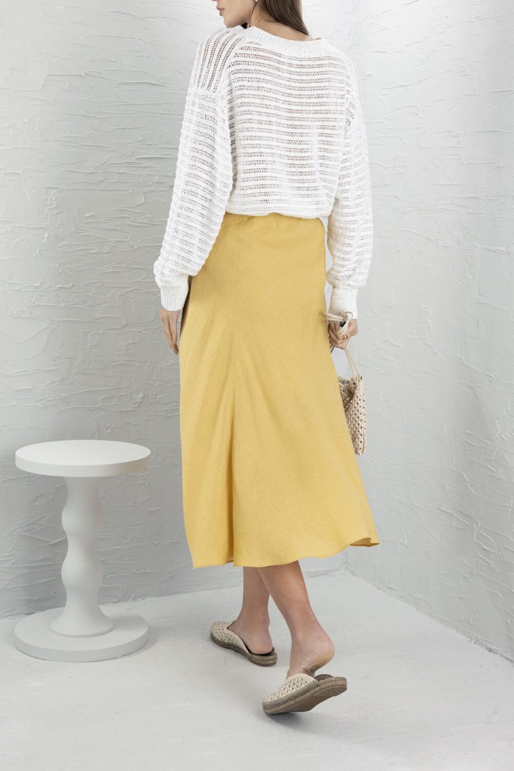 Fit And Flare Midi Skirt - Sun Yellow-YELLOW-38-CLOTHINGSKIRTMIDI-BRUNELLO CUCINELLI