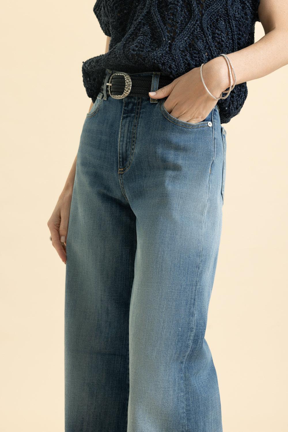 Crop Flare Jean - Blue-BLUE-36-CLOTHINGPANTDENIM-ELEVENTY