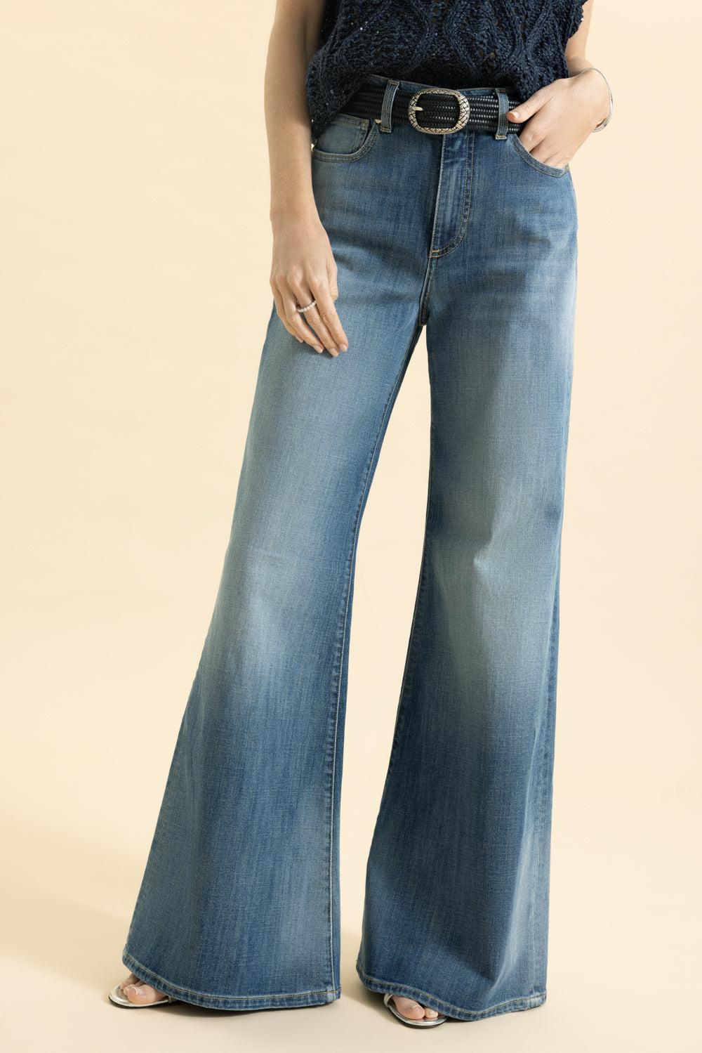 Crop Flare Jean - Blue-BLUE-36-CLOTHINGPANTDENIM-ELEVENTY