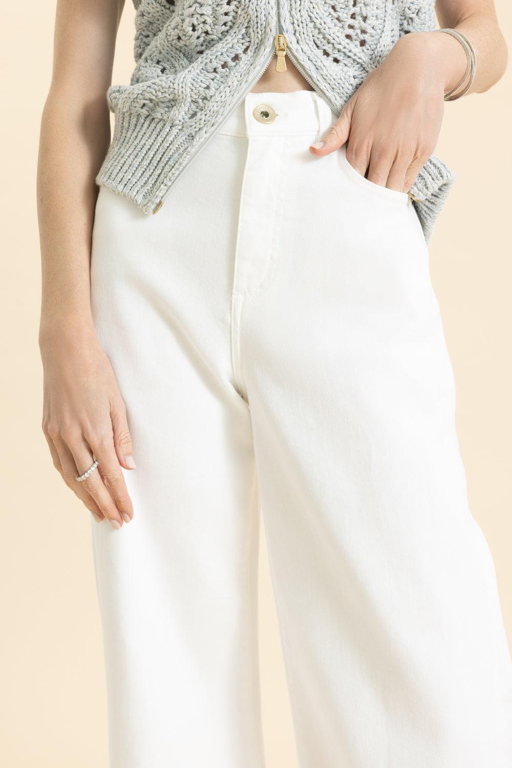 Crop Flare Jean - White-WHITE-36-CLOTHINGPANTDENIM-ELEVENTY