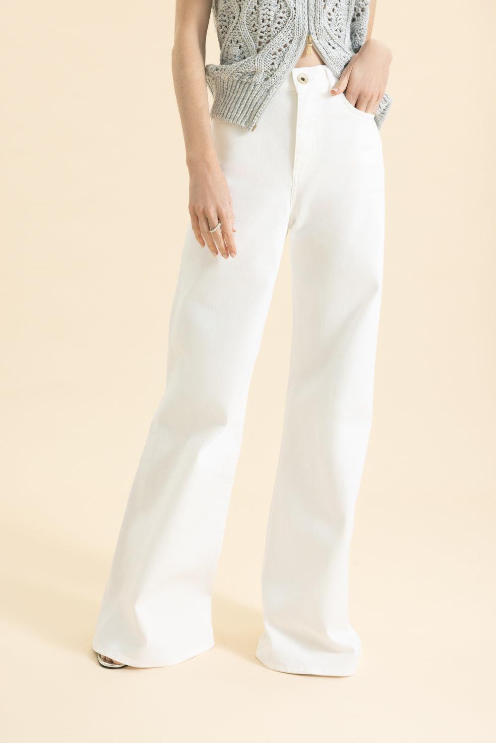 Crop Flare Jean - White-WHITE-36-CLOTHINGPANTDENIM-ELEVENTY