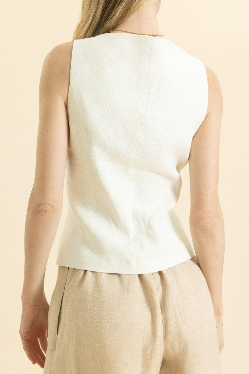 Boat Neck Button Vest-IVORY-36-CLOTHINGTOPBLOUSE-ELEVENTY