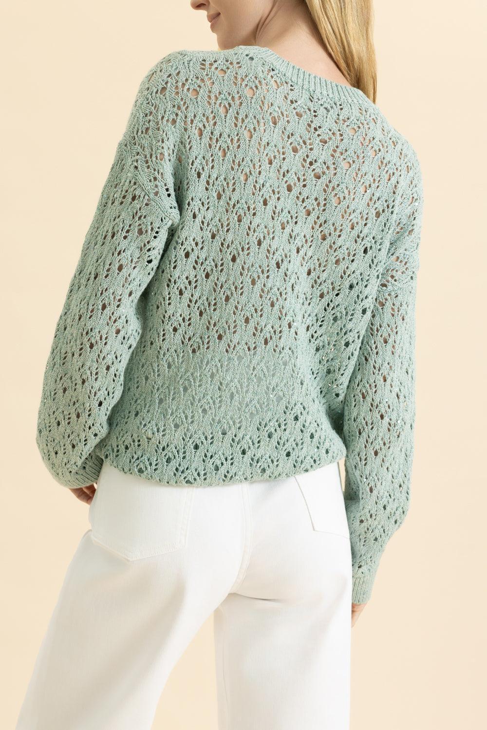 Long Sleeve Crewneck Sweater - Green-JADE-XS-CLOTHINGTOPKNITS-ELEVENTY