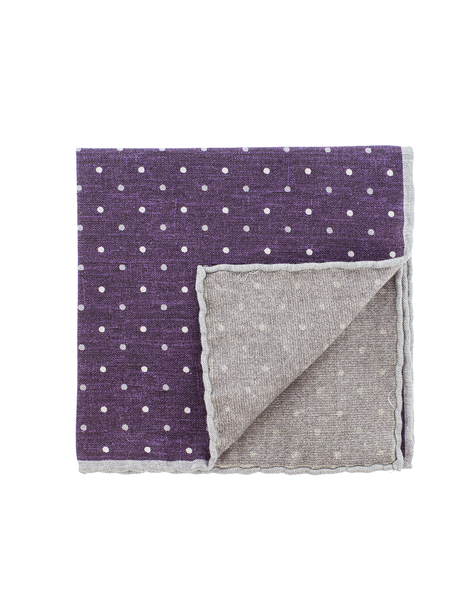 ELEVENTY-Pocket Square With Polka Dots-PRPL/GRY