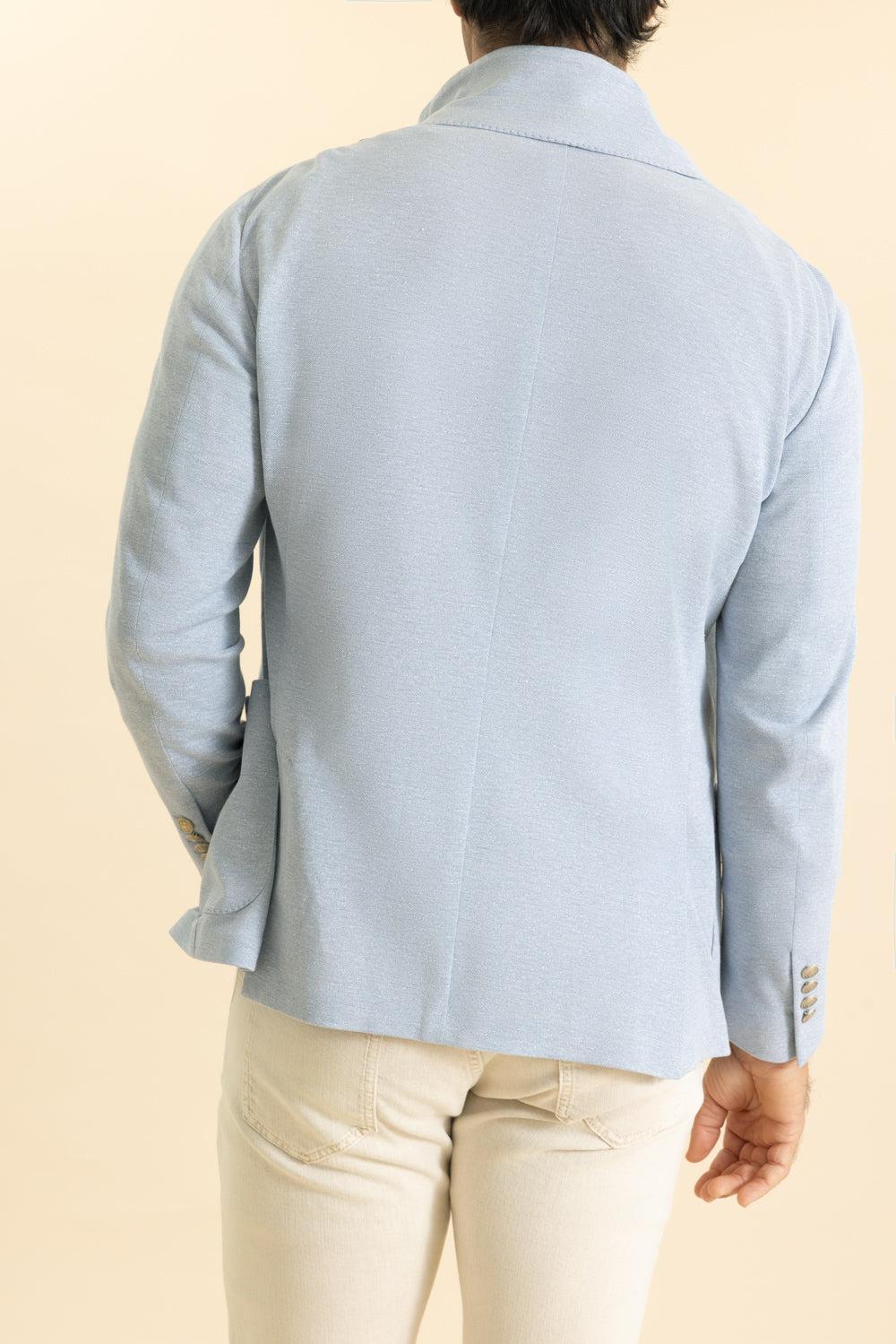 Single Breasted Collar Jacket - Denim-BLUE-48-MENSCLOTHINGJACKET-ELEVENTY