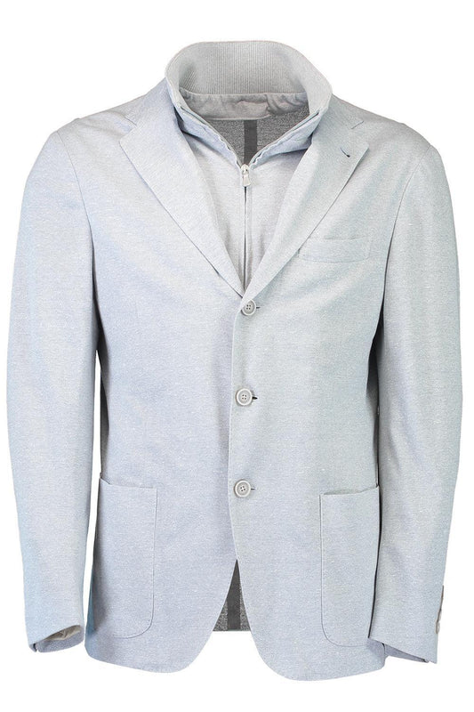 Single Breasted Collar Jacket - Denim-BLUE-48-MENSCLOTHINGJACKET-ELEVENTY