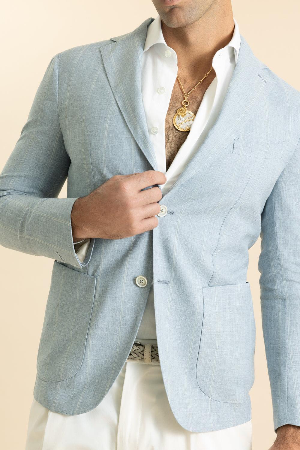 Single Breasted Soft Jacket - Blue-BLUE-48-MENSCLOTHINGJACKET-ELEVENTY