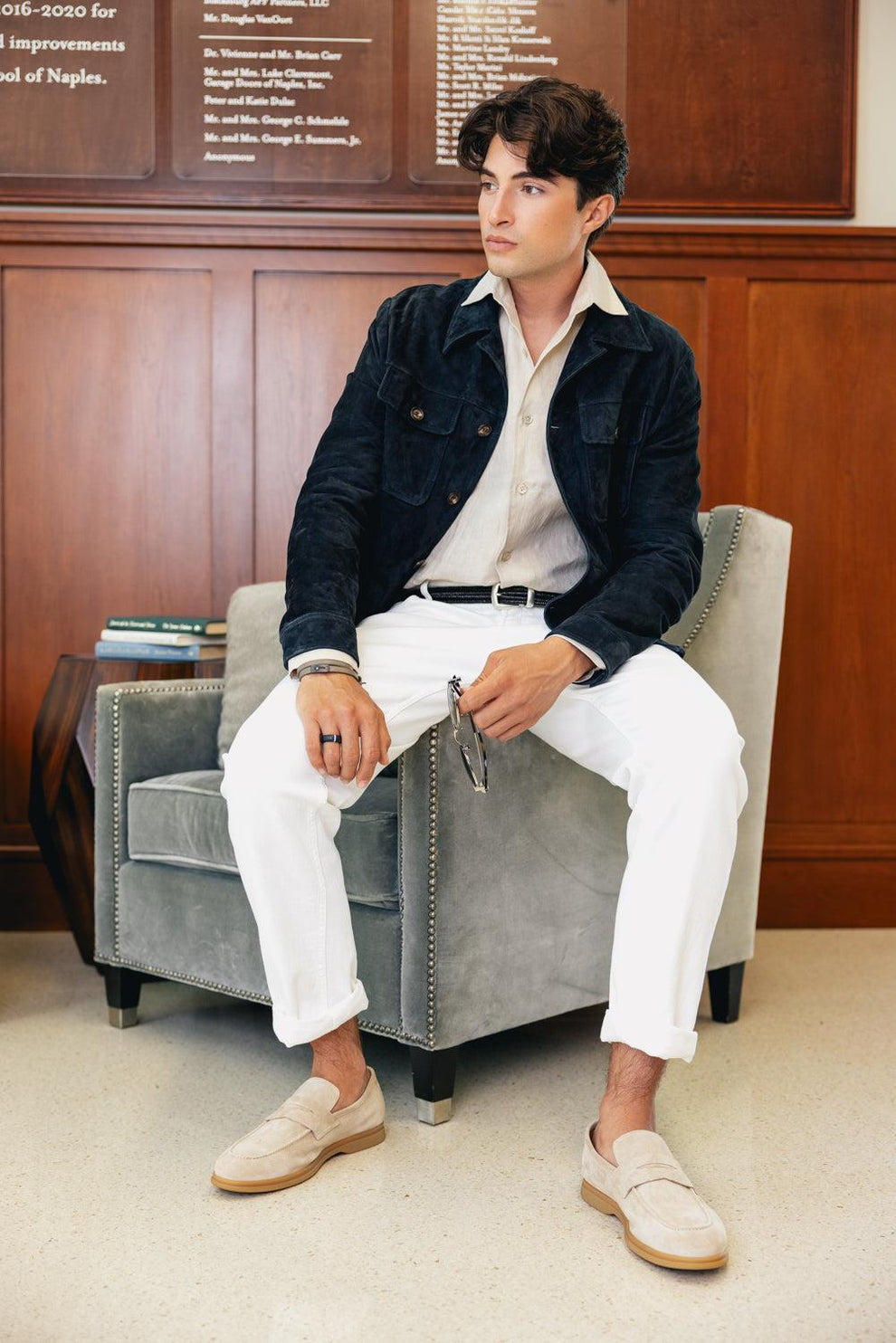 blue suede dress jacket Teal Suede Tuxedo Set With Shirt And Trousers main image 1