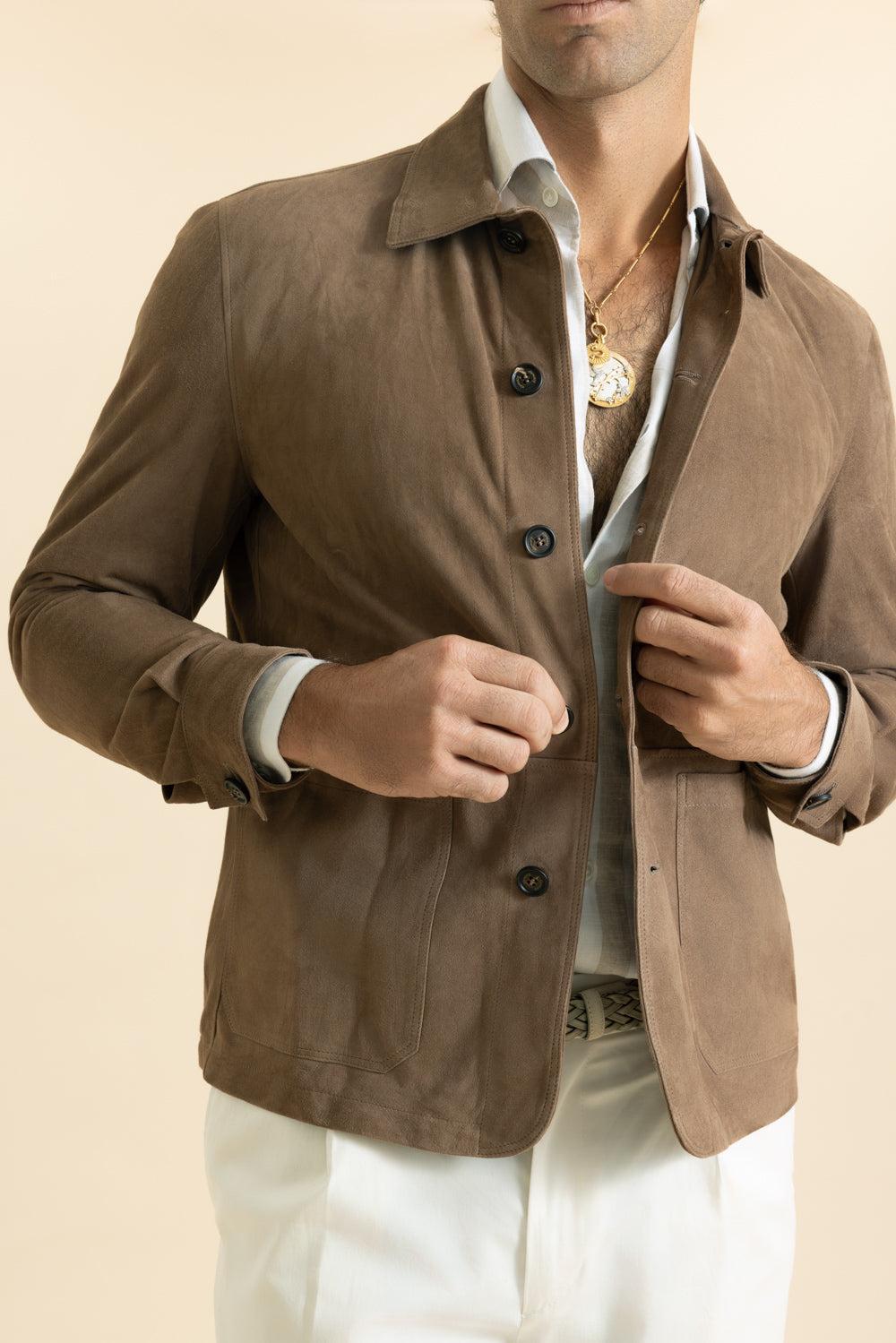 Classic Button Front Shirt - Brown-BROWN-48-MENSCLOTHINGJACKET-ELEVENTY