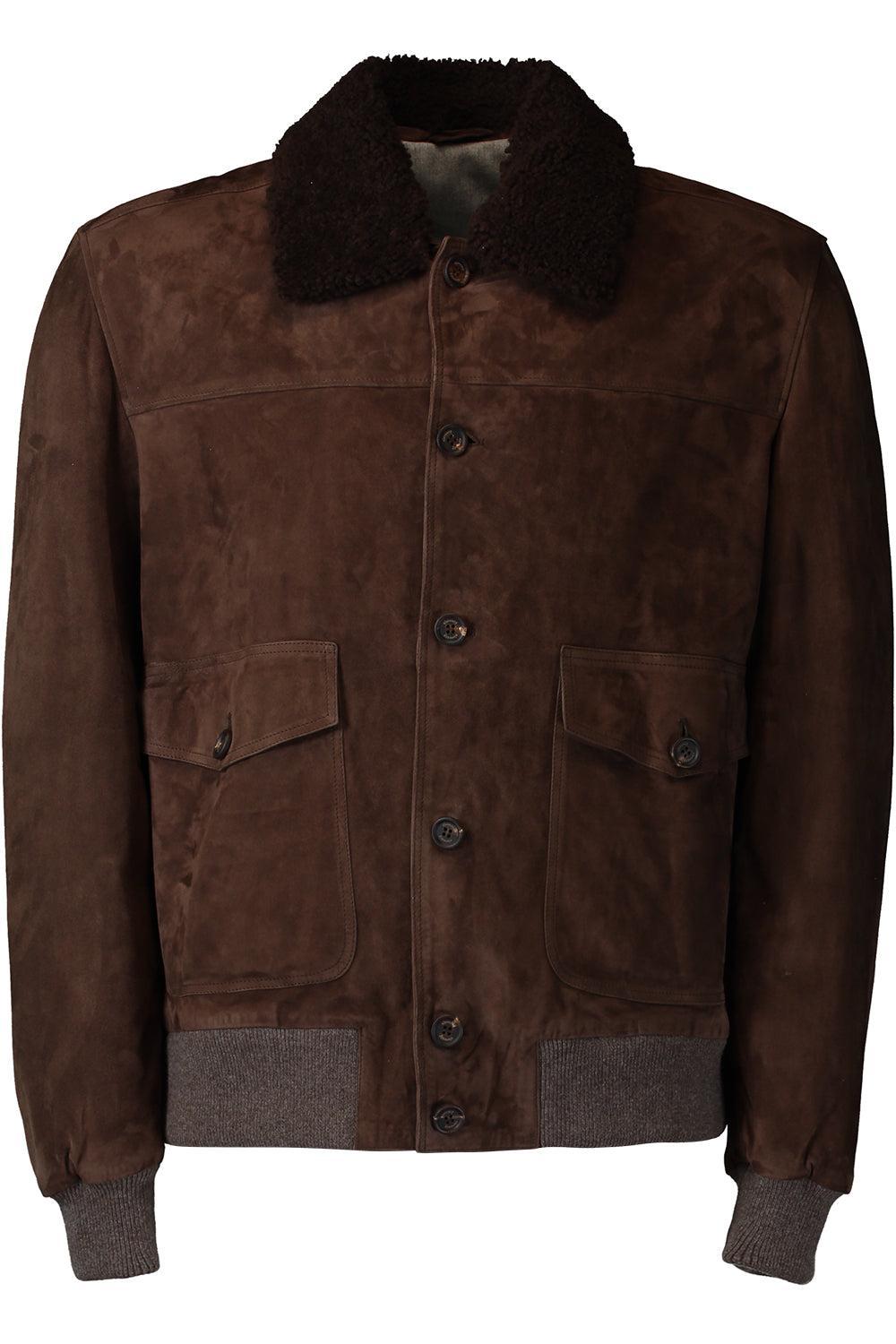 Full Zip Bomber Jacket-BROWN-52-MENSCLOTHINGJACKET-ELEVENTY