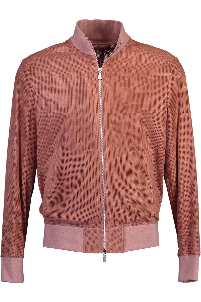 ELEVENTY-Perforated Suede Zip Up Jacket-