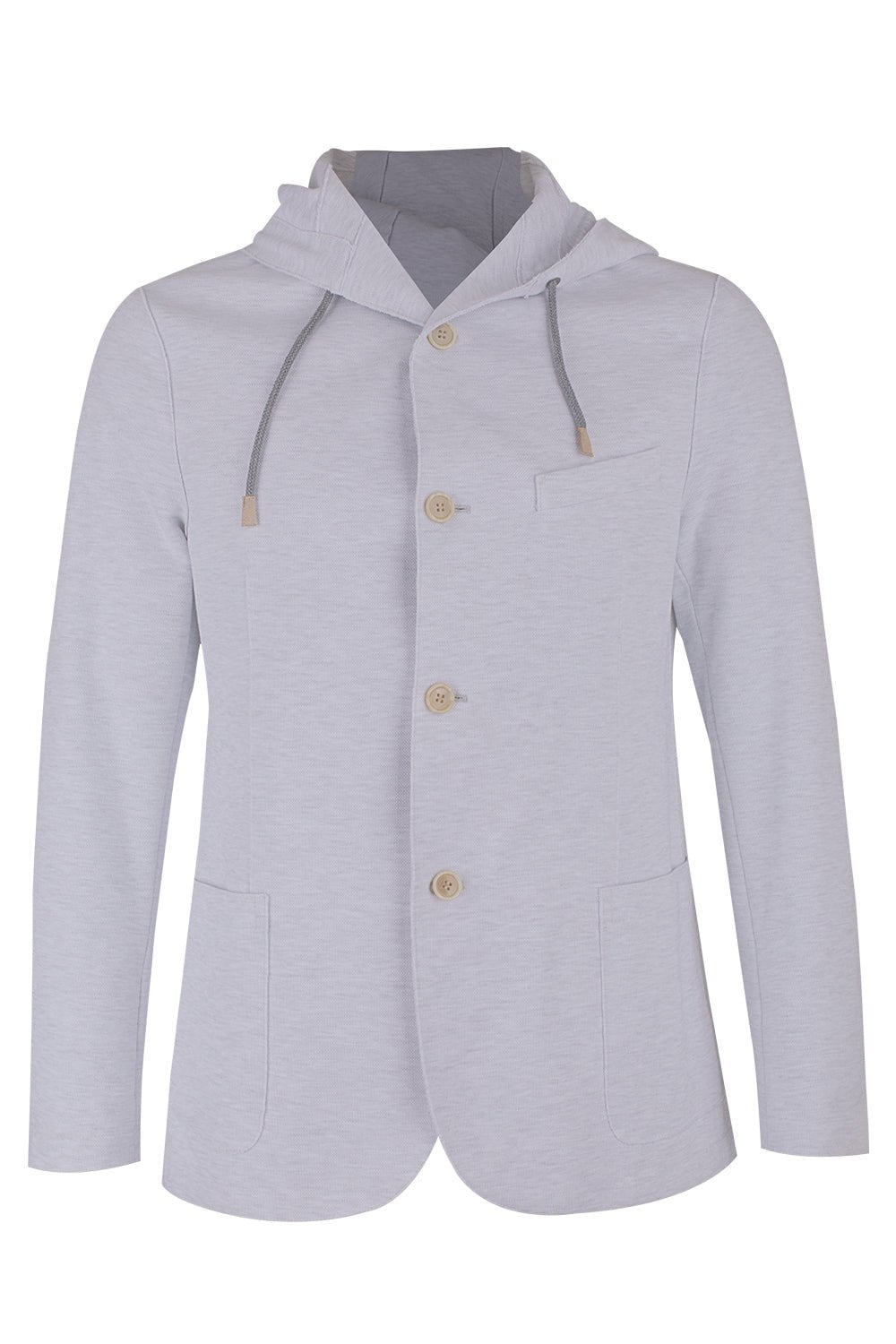 Hooded Buttoned Jacket - Grey MENSCLOTHINGJACKET ELEVENTY   