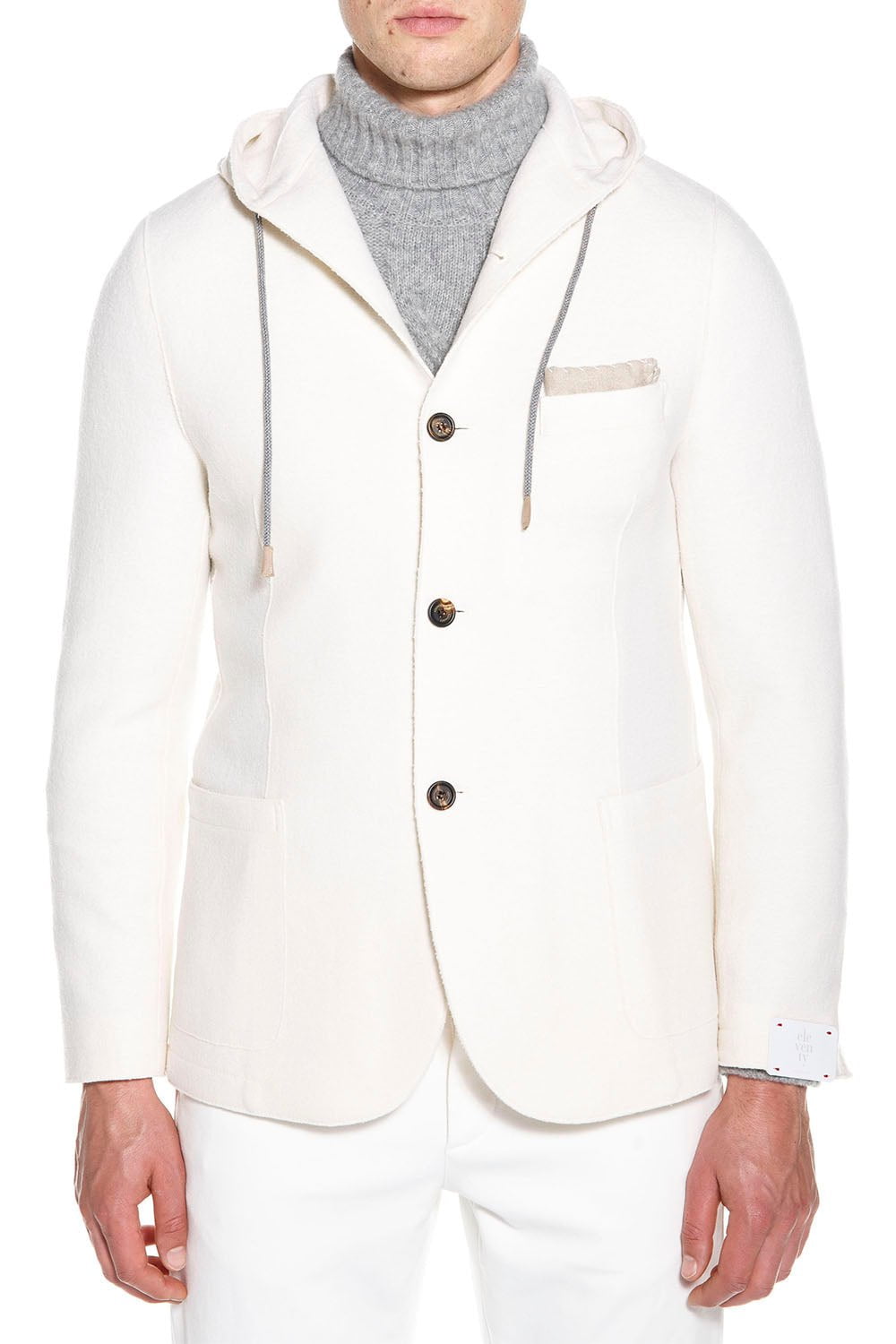 Hooded Jacket - White MENSCLOTHINGJACKET ELEVENTY   