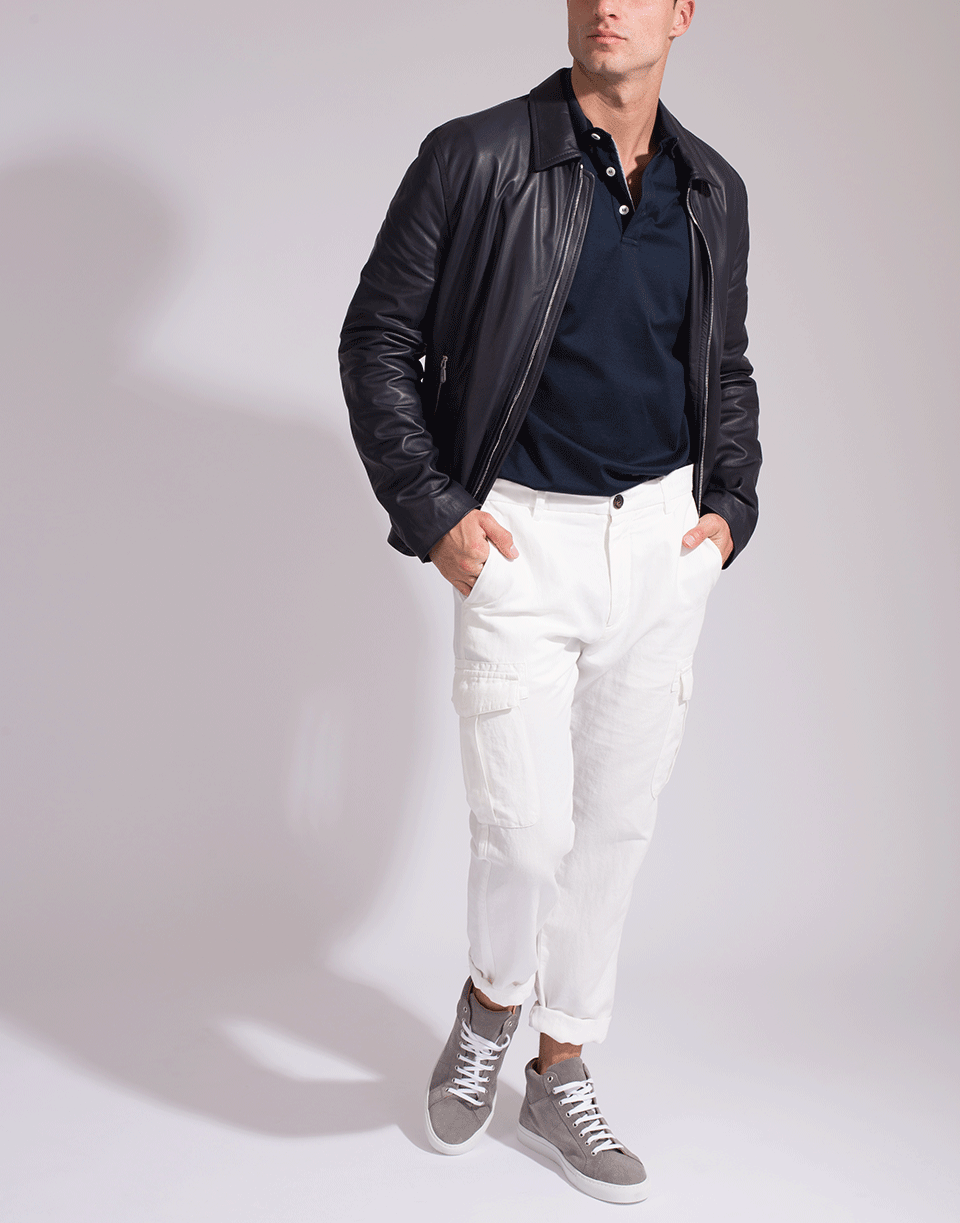 ELEVENTY-Zip Front Leather Jacket-