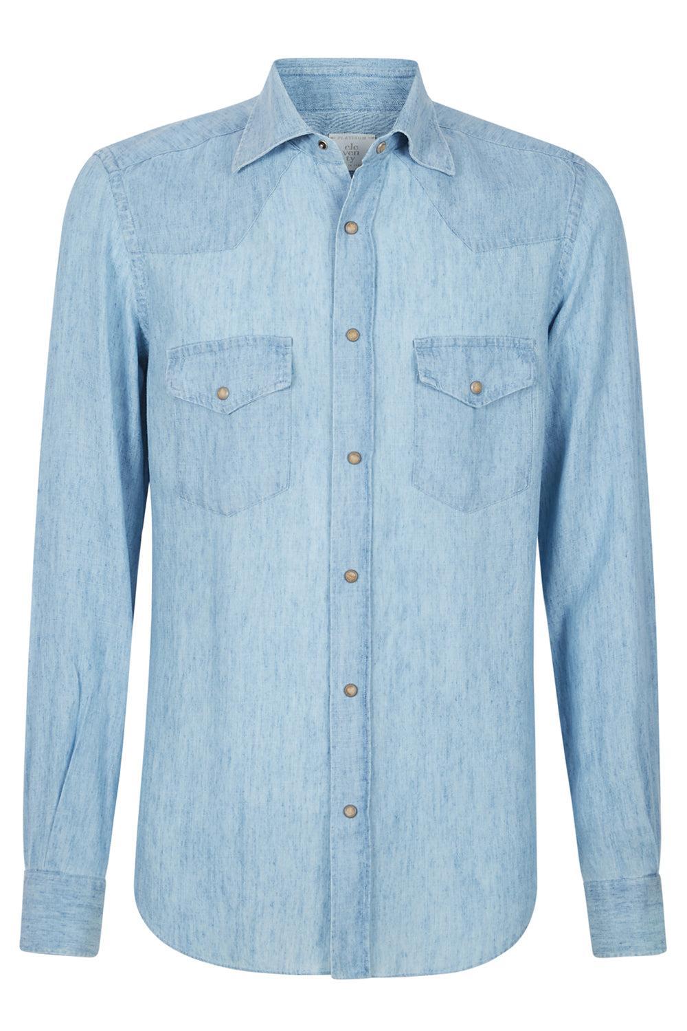Western Shirt - Zucchero-BLUE-S-MENSCLOTHINGSHIRT-ELEVENTY