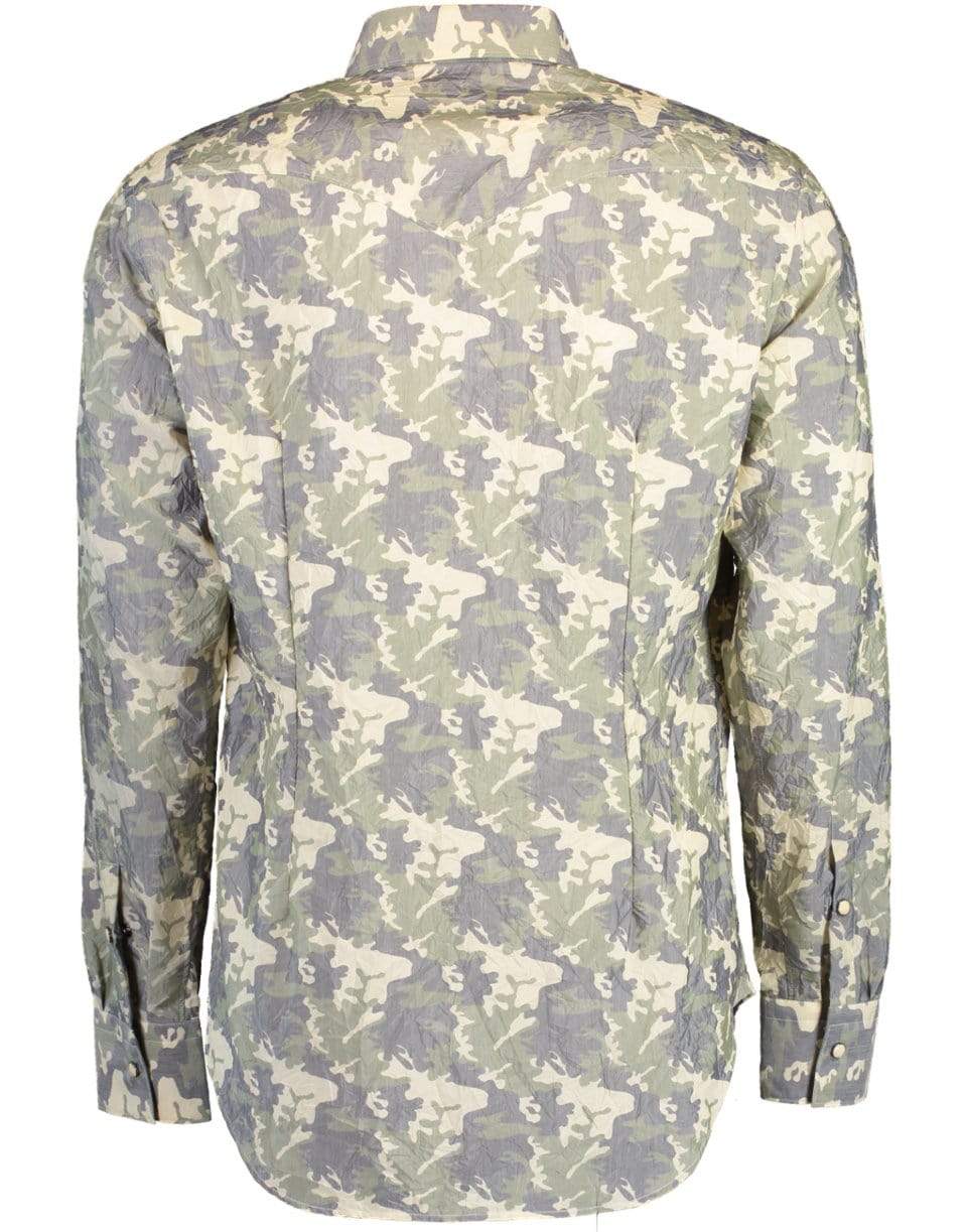 ELEVENTY-Camo Western Snap Sport Shirt-