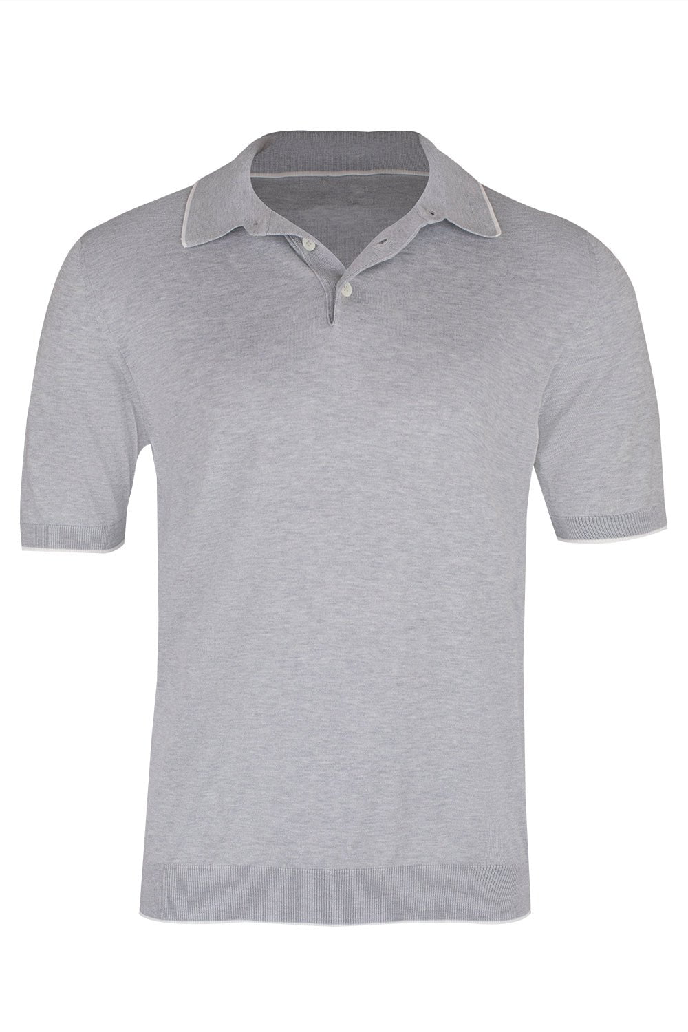 ELEVENTY-Sea Island Polo - Light Gray Ivory-