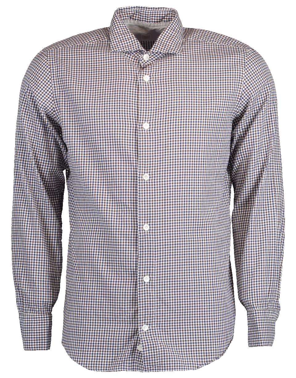 ELEVENTY-Gingham Button Down Shirt-