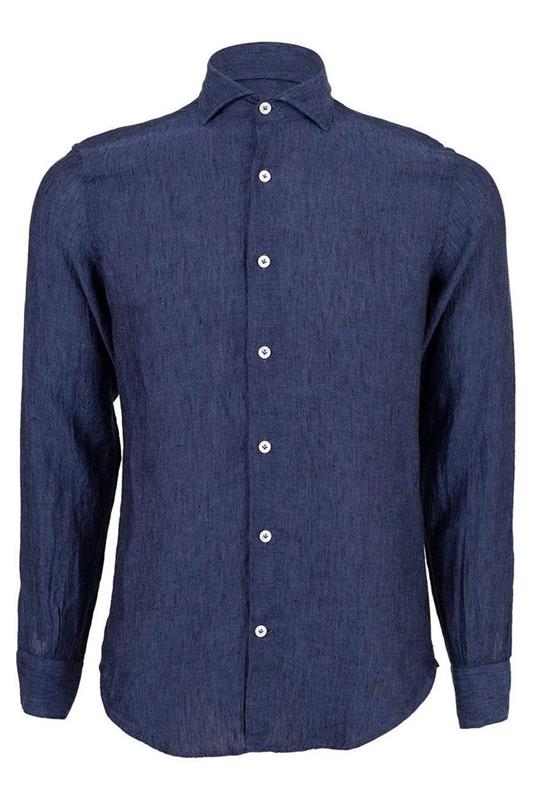 ELEVENTY-Long Sleeve Dandy Shirt - Blue Nuovo-