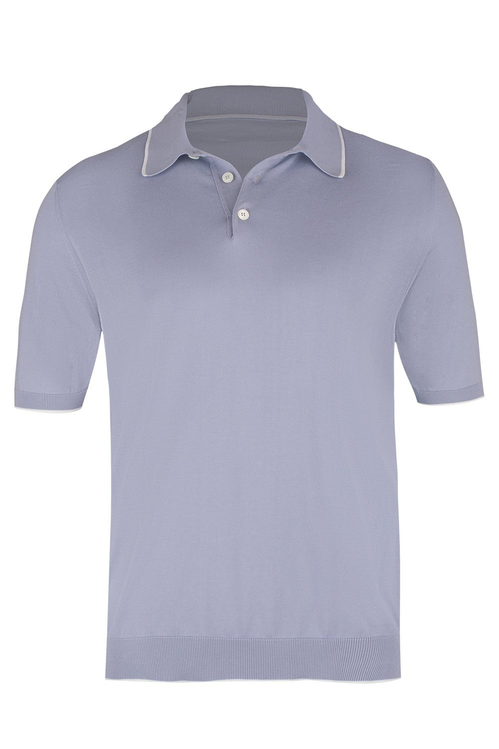 ELEVENTY-Sea Island Polo - Sky Blue White-