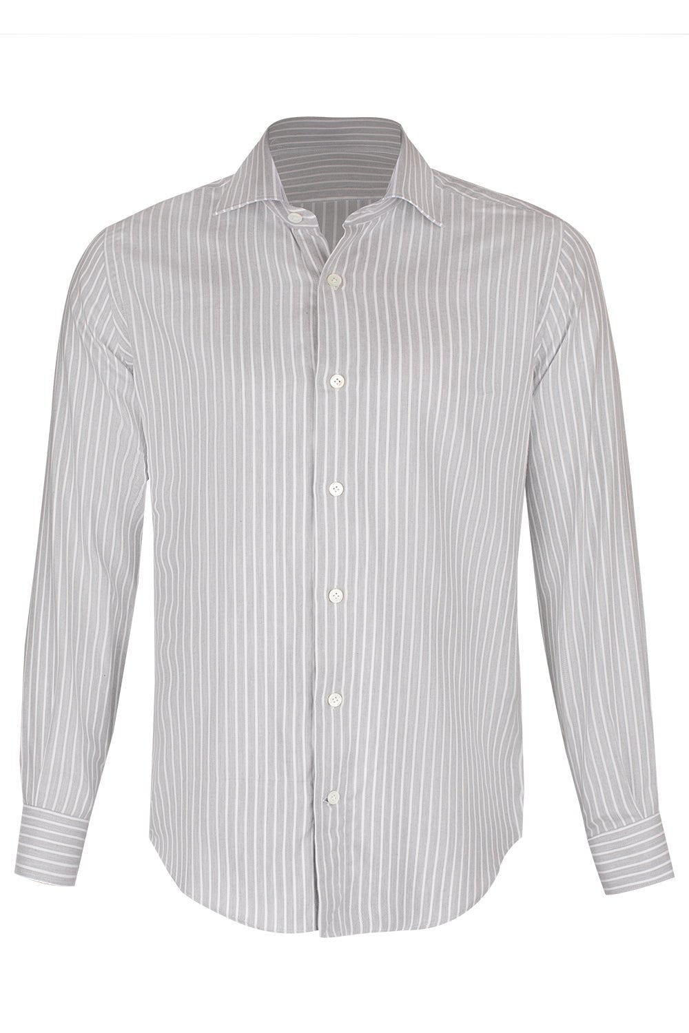 ELEVENTY-Striped Woven Shirt - Light Gray-