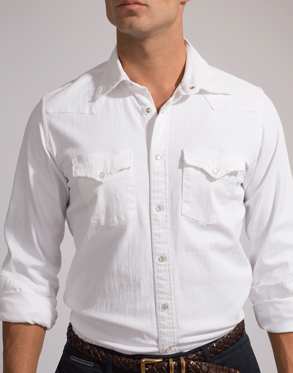 ELEVENTY-Western Denim Snap Shirt-