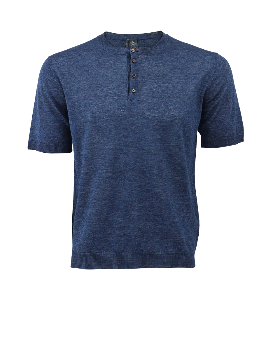 ELEVENTY-Linen Henley T-Shirt-
