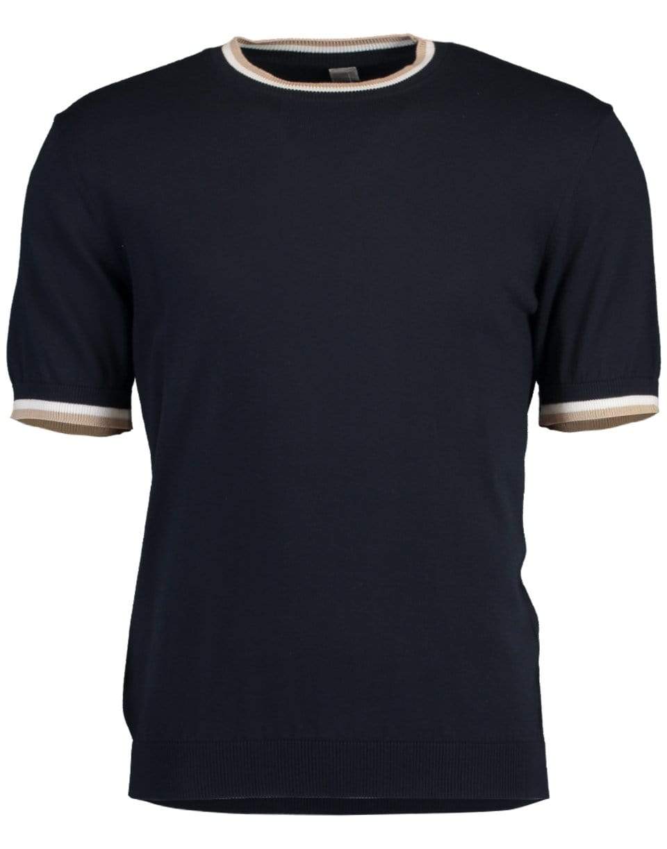 ELEVENTY-Blue Round Neck T-Shirt-