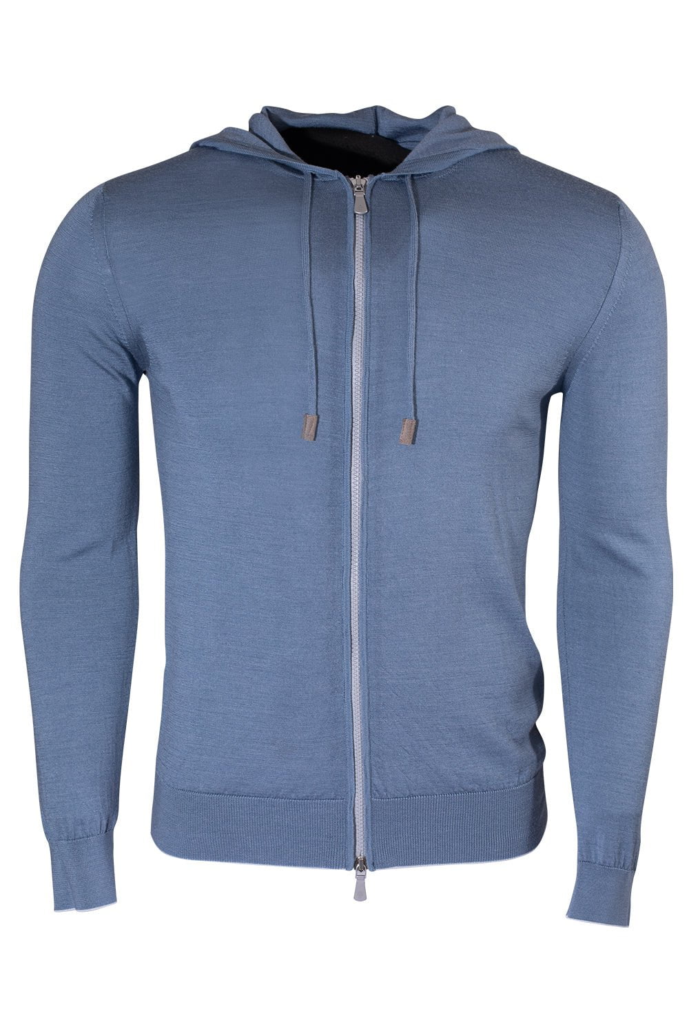 ELEVENTY-Zip Round Neck Sweater - Blue-