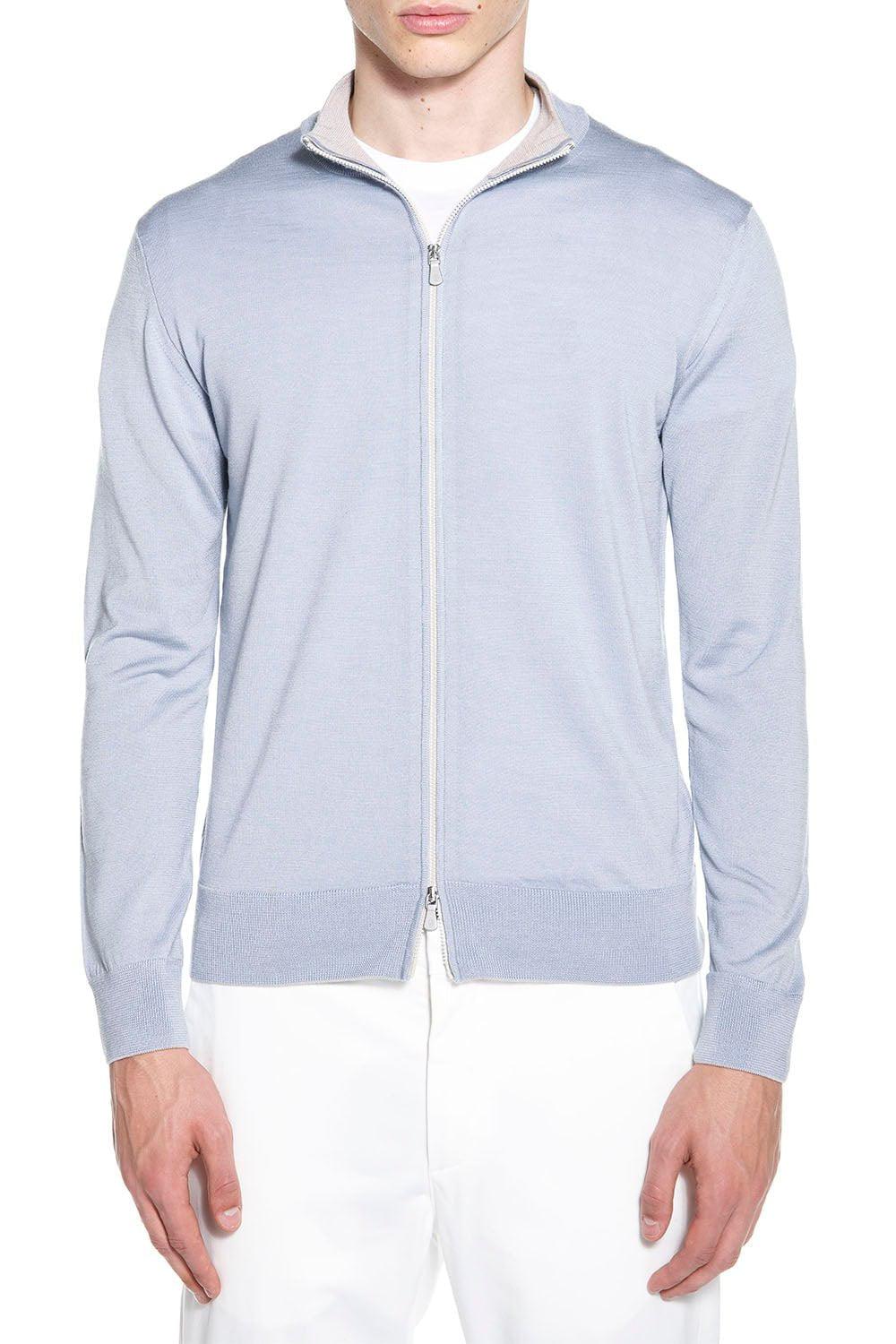 ELEVENTY-Full-Zip Sweater - Blue Sand-