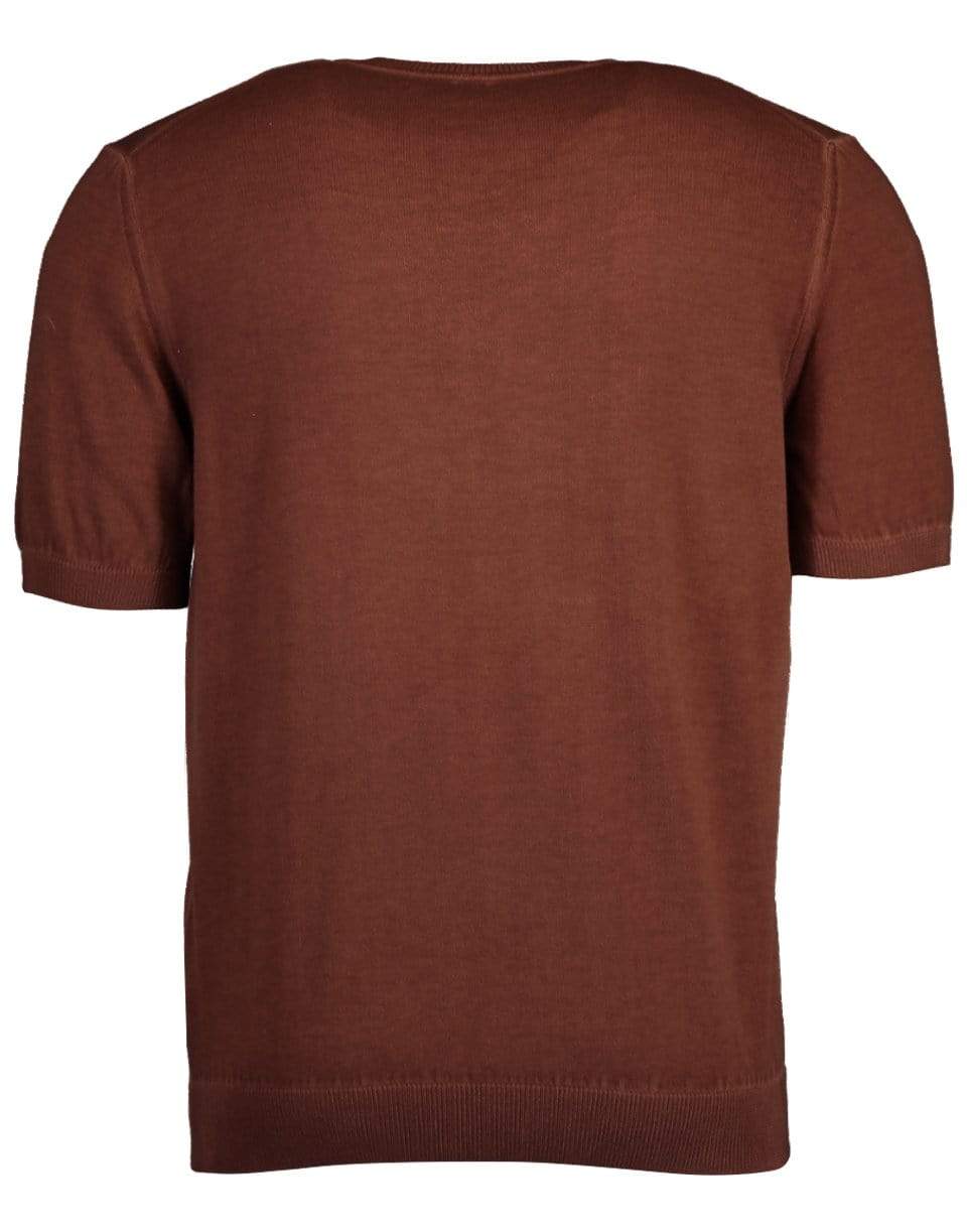 ELEVENTY-Cammello Crewneck Short Sleeve Sweater-