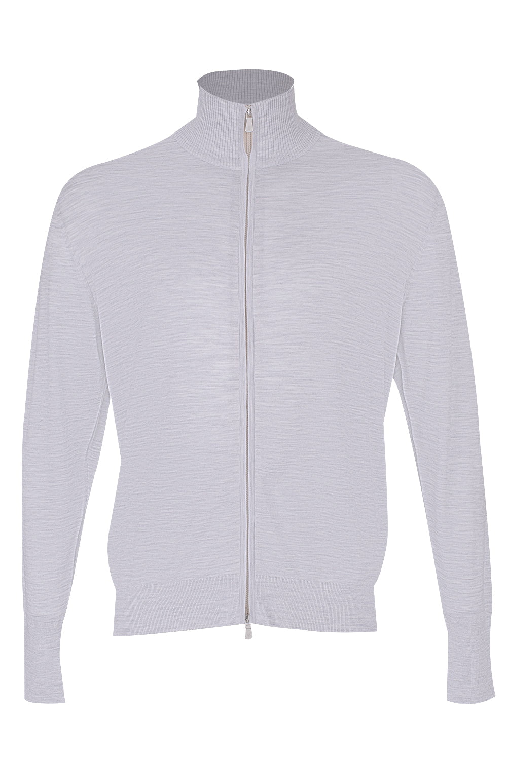 Full Zip Knit Sweater - Light Gray MENSCLOTHINGSWEATER ELEVENTY   