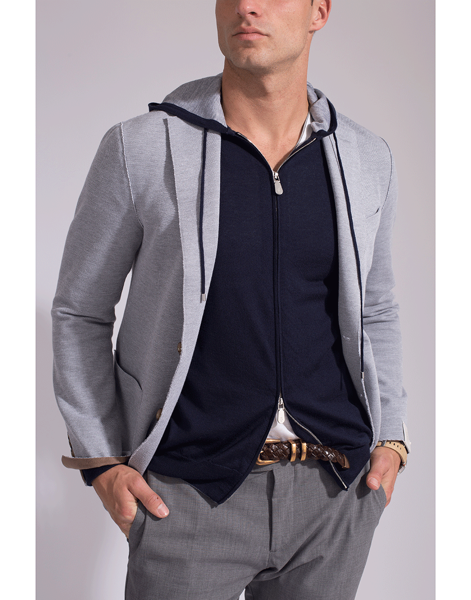 ELEVENTY-Fine Guage Full Zip Hoodie-