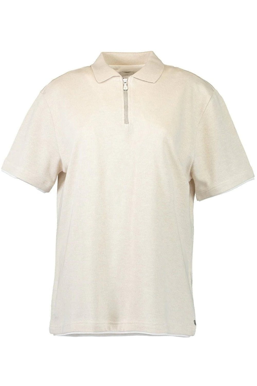 ELEVENTY-Short Sleeve 3/4 Zip Polo - Sabbia-