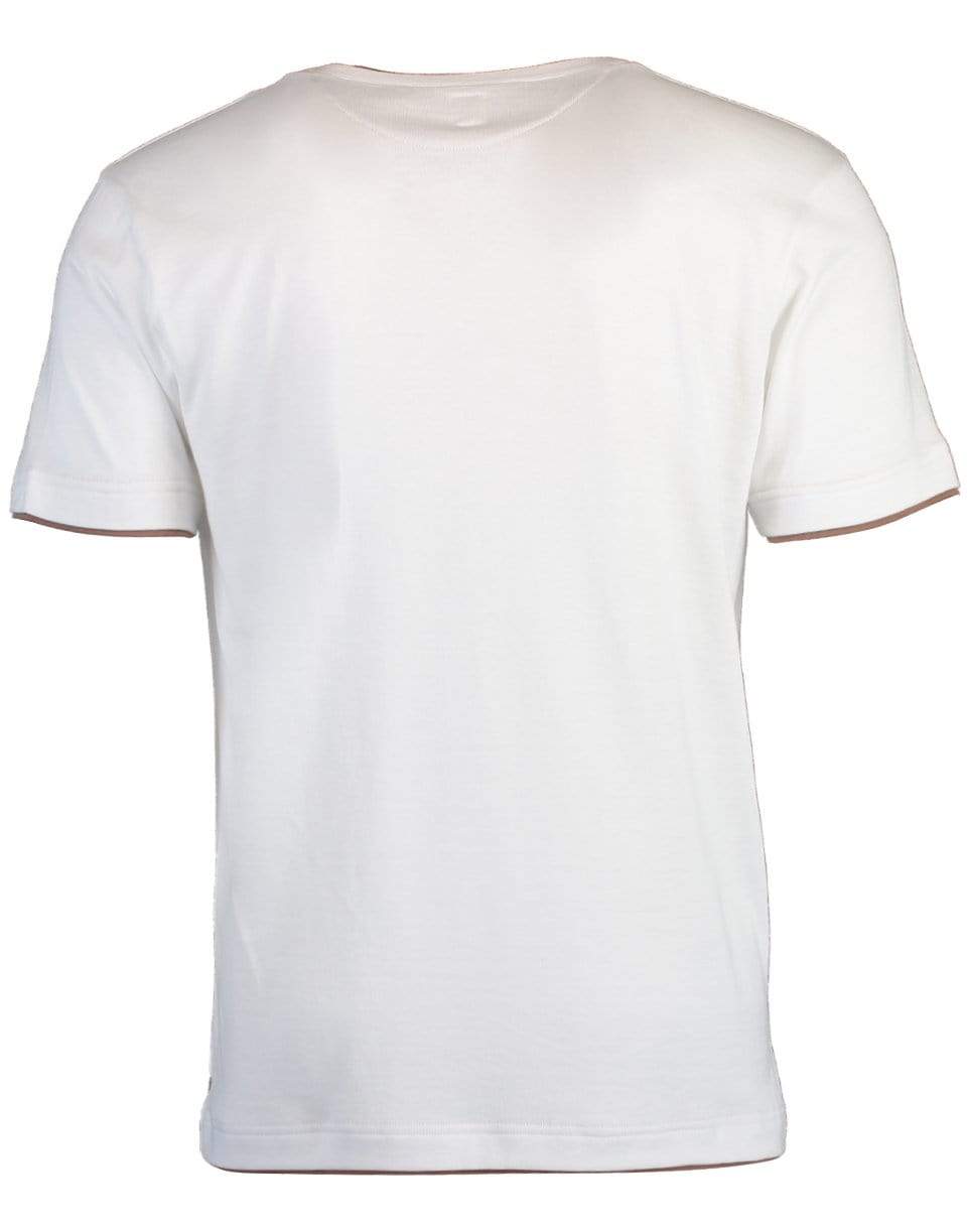 ELEVENTY-White and Camel Two-Tone T-Shirt-