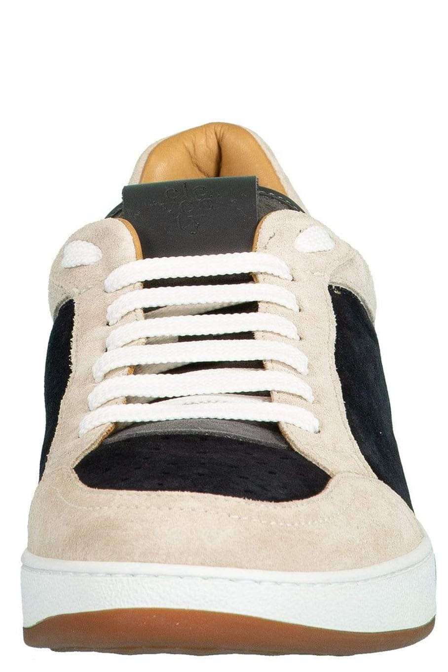 ELEVENTY-Grey and Navy Mixed Media Low Top Sneaker-
