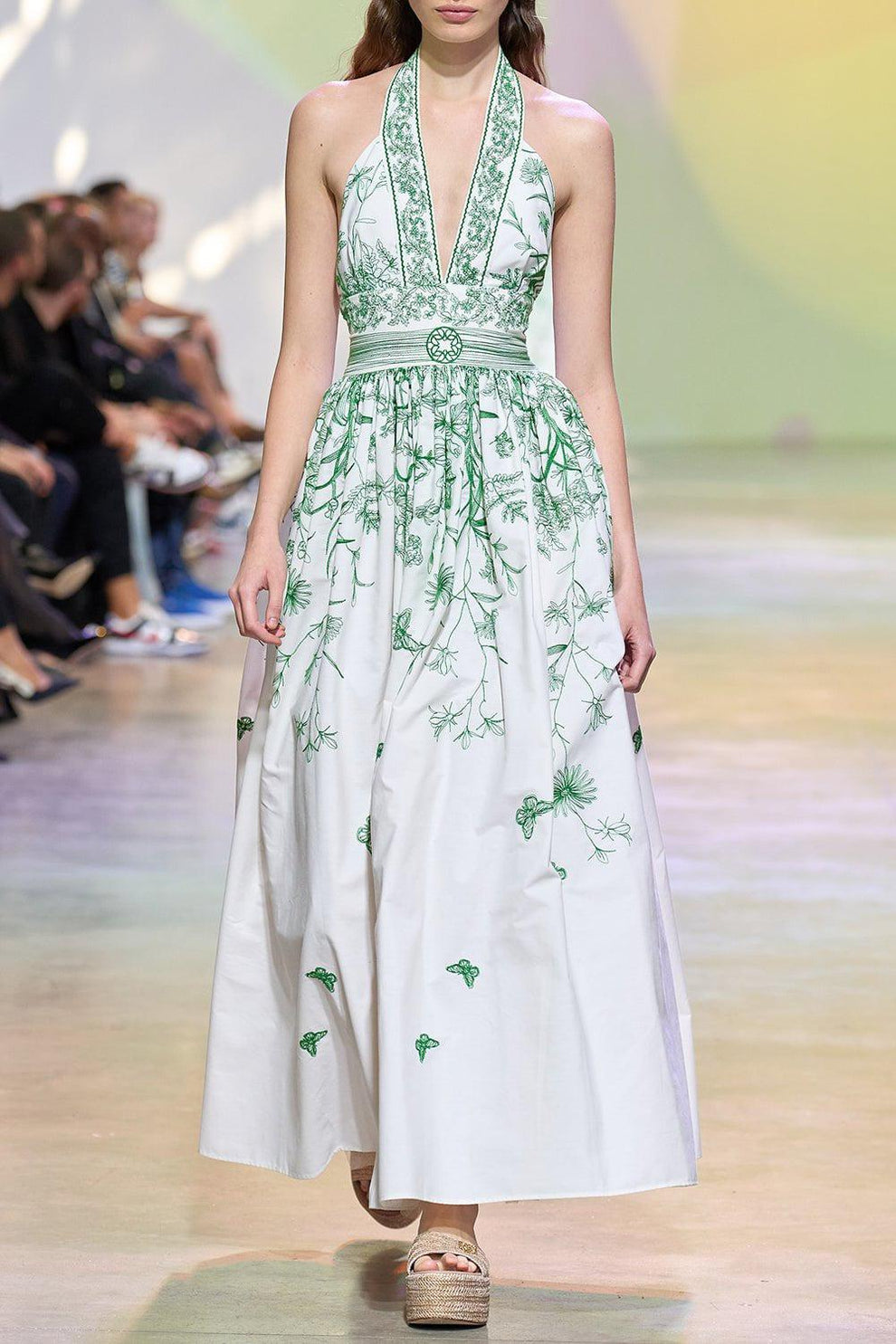 casual embroidered dress Embroidered Midi Dress