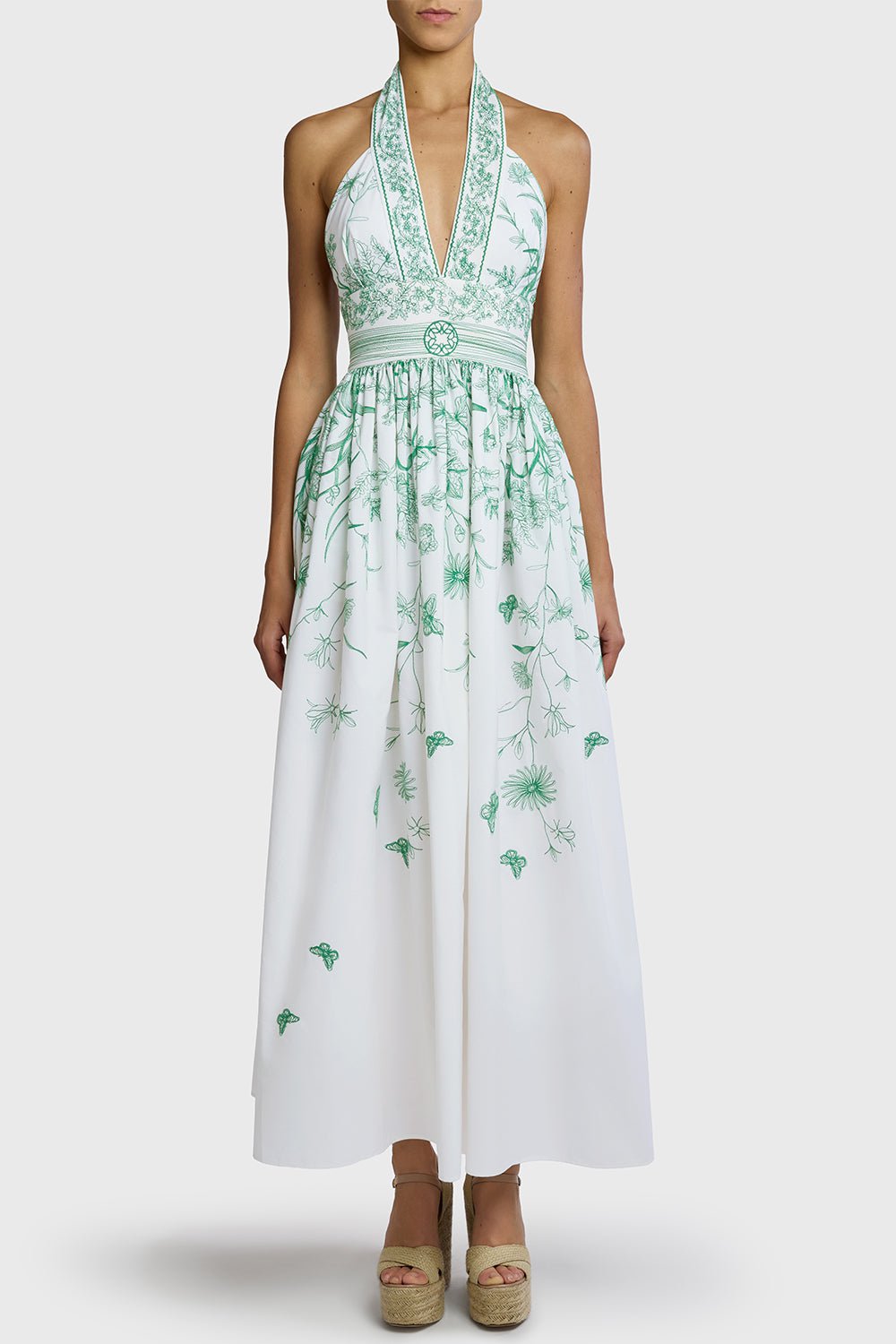 ELIE SAAB-Embroidered Midi Dress-