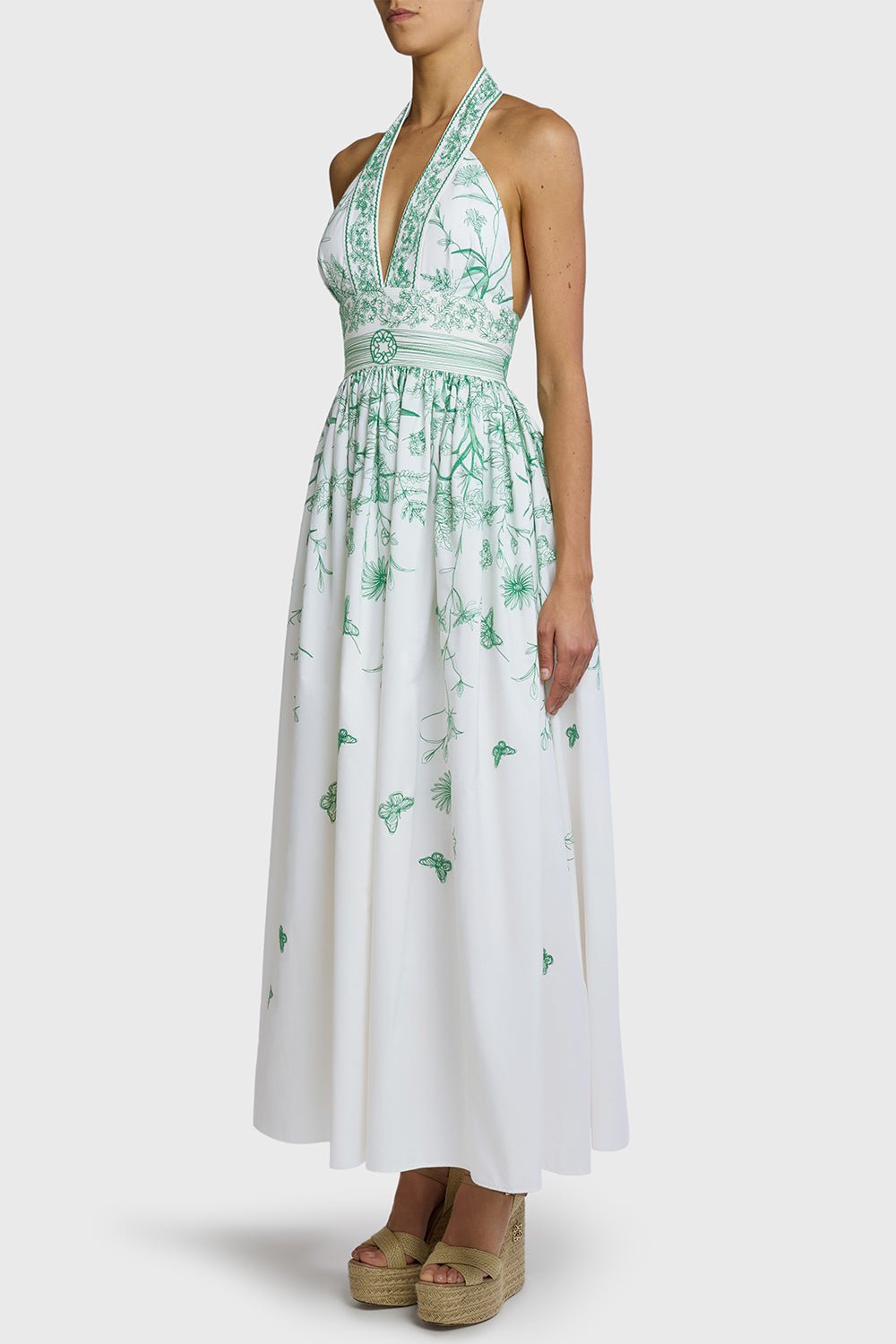 ELIE SAAB-Embroidered Midi Dress-