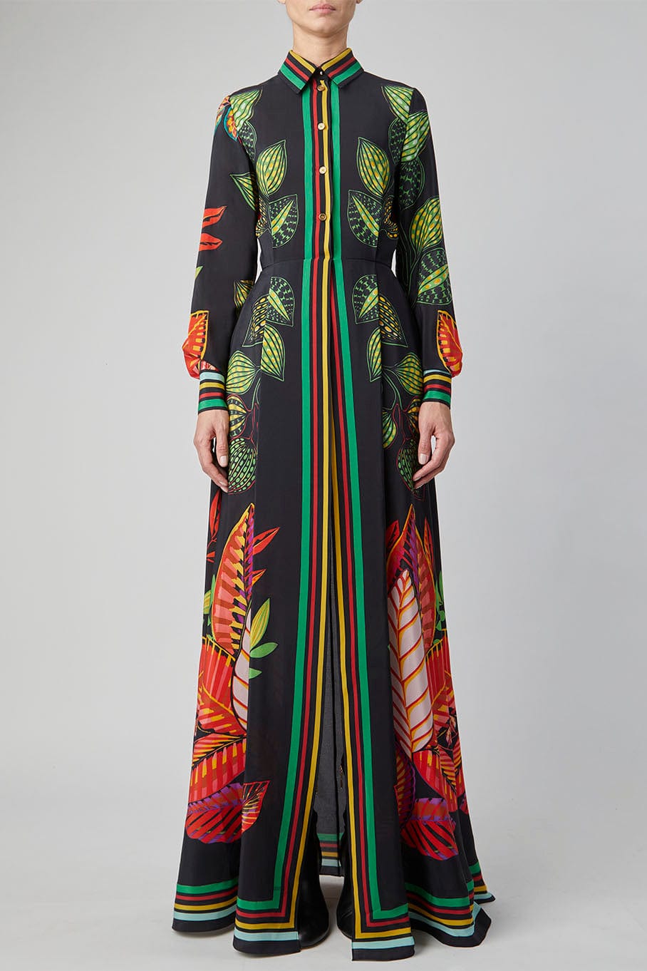 ELIE SAAB-Printed Georgette Maxi Dress-