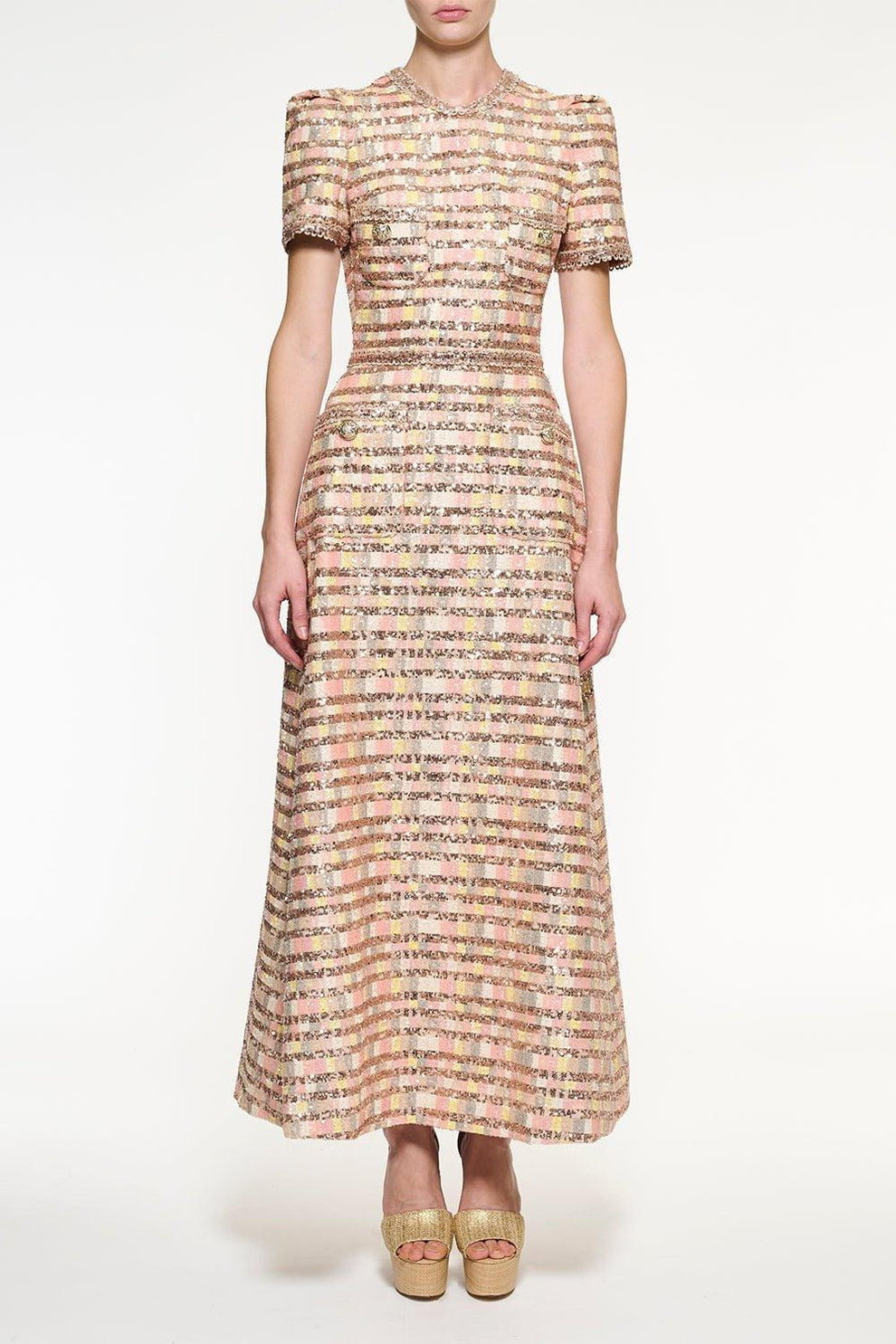 Sequin Short Sleeve Midi Dress