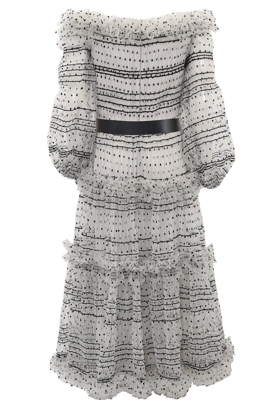 ELIE SAAB-Tulle Flock Midi Dress-TULLE