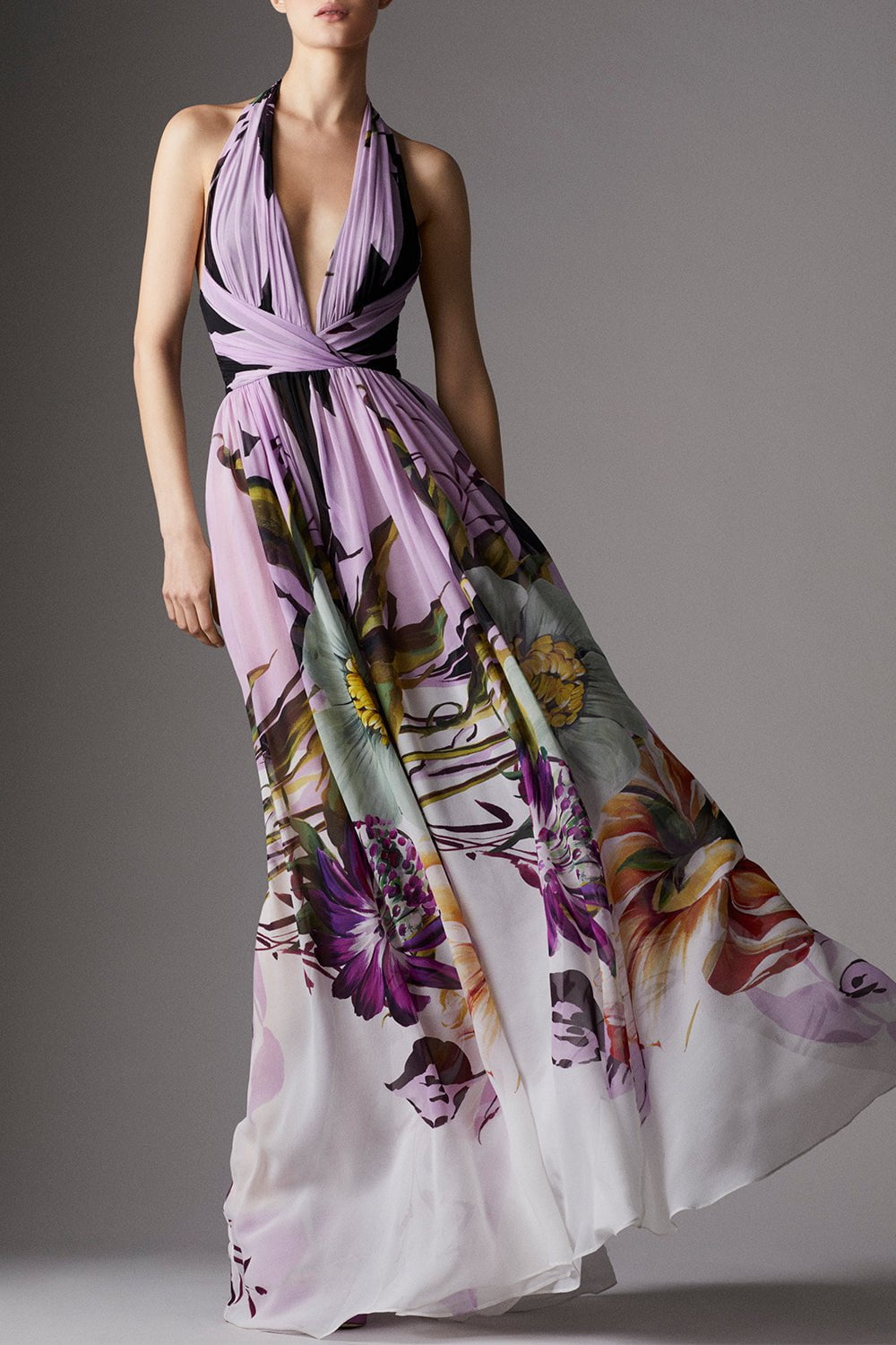 Elie Saab Floral-Detail Asymmetric Gown - Green for Women