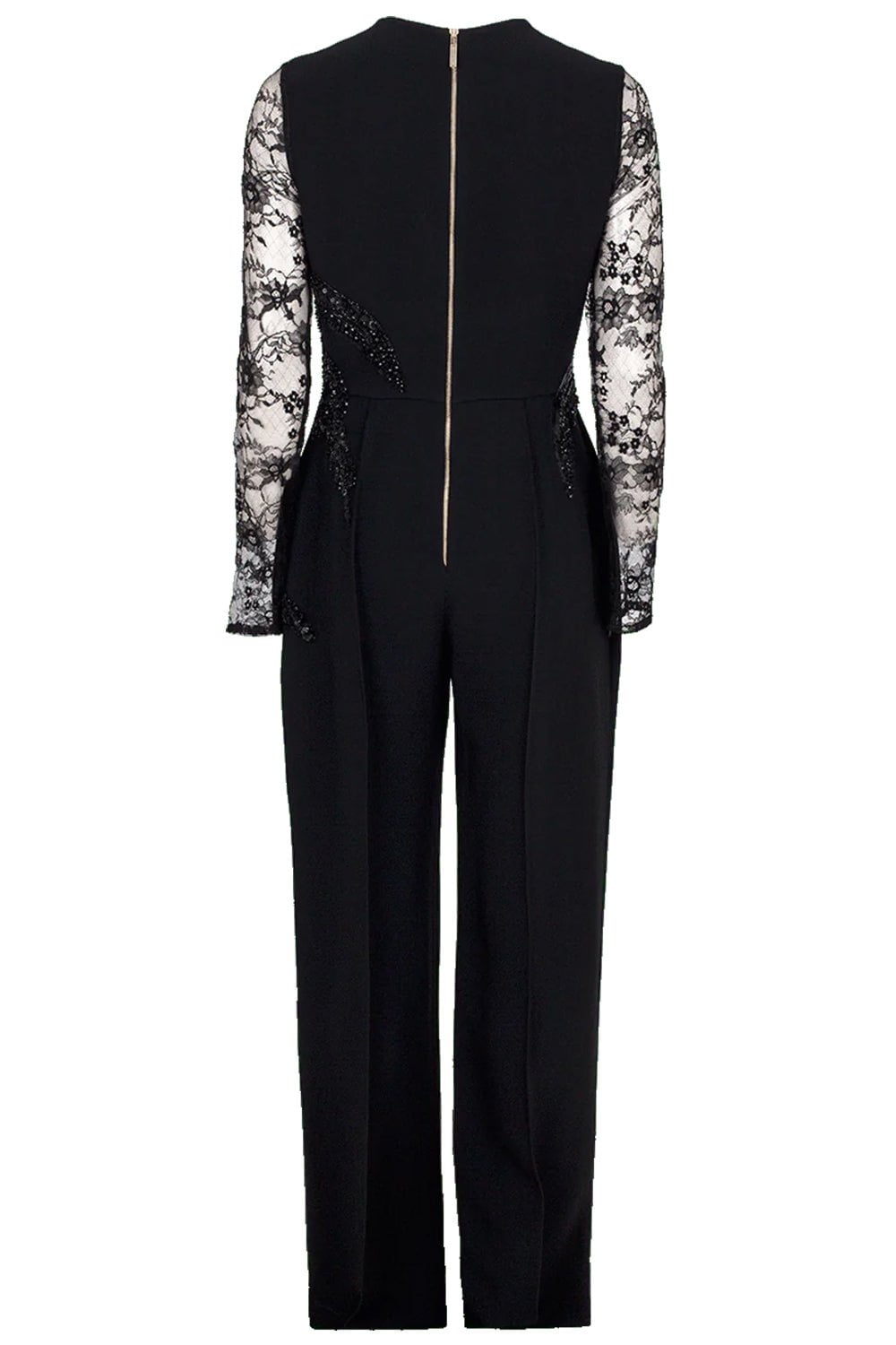 ELIE SAAB-Illusion Lace Top Jumpsuit-BLACK