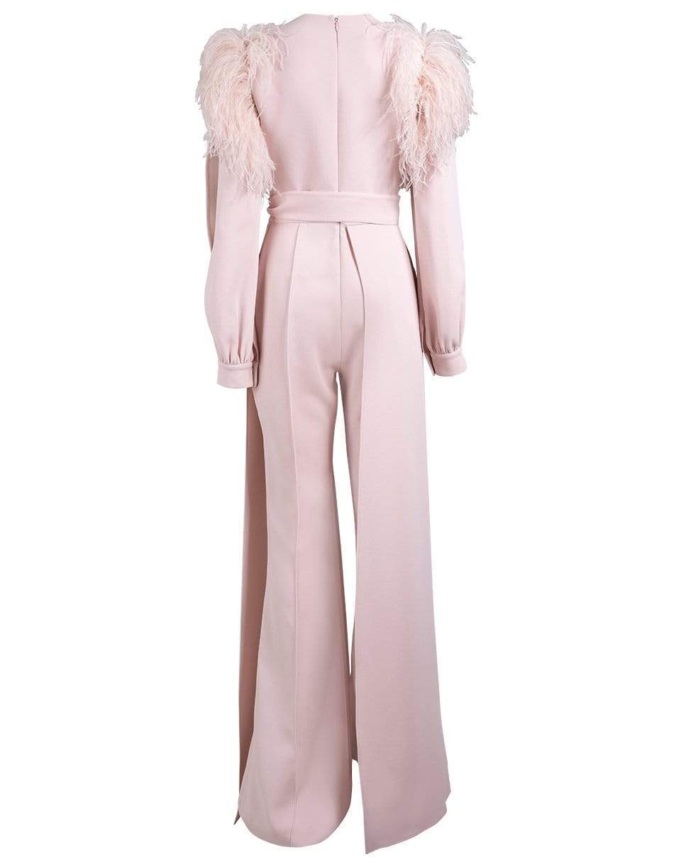 ELIE SAAB-Crepe and Feather Jumpsuit-