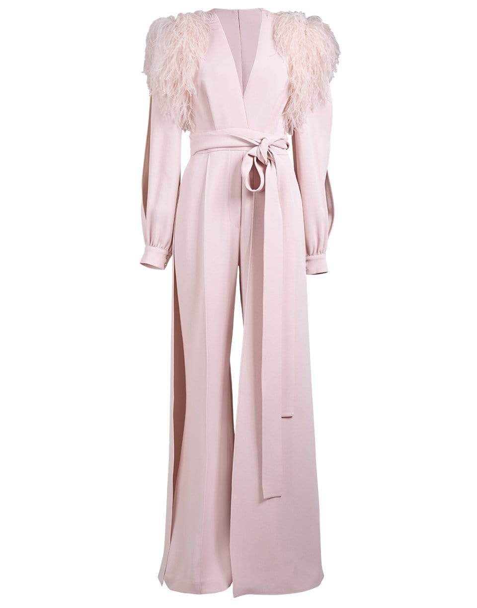 ELIE SAAB-Crepe and Feather Jumpsuit-