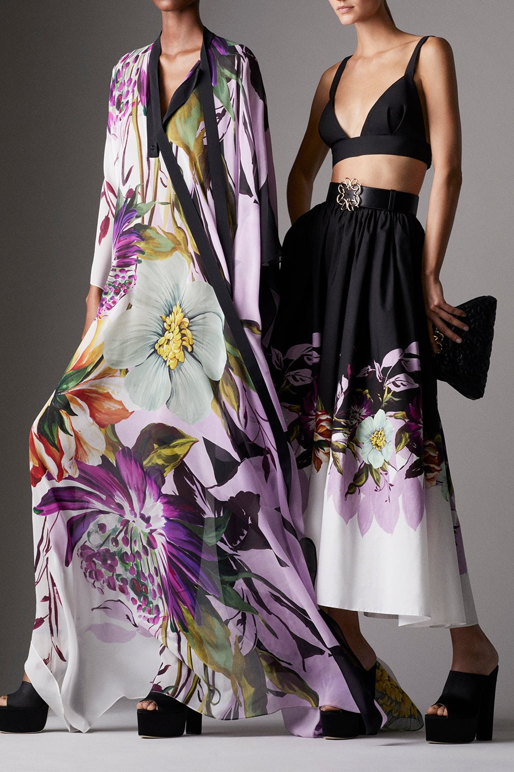 ELIE SAAB-Floral Midi Skirt-