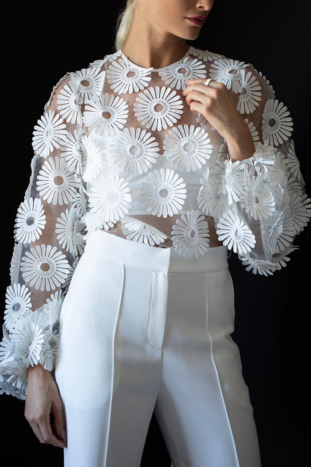 ELIE SAAB-Embroidered Top-