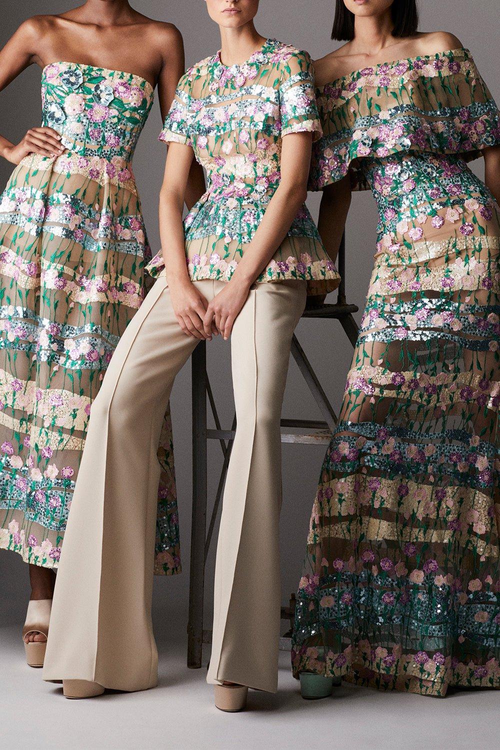 ELIE SAAB-Embroidered Peplum Blouse-