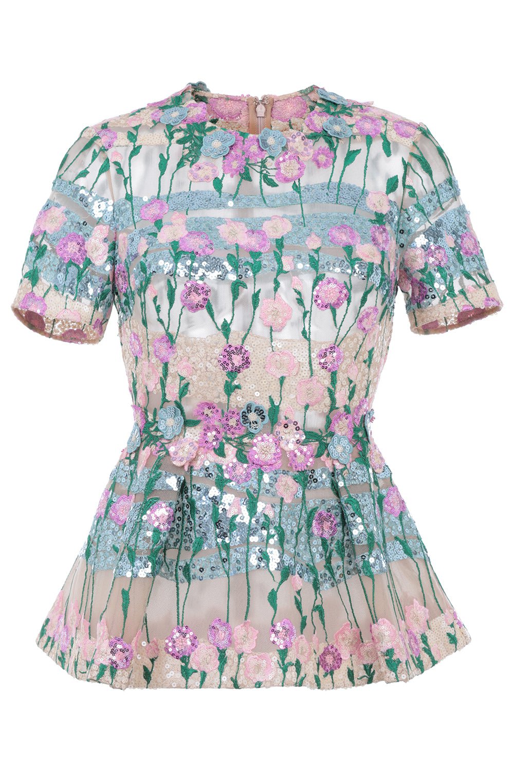 ELIE SAAB-Embroidered Peplum Blouse-